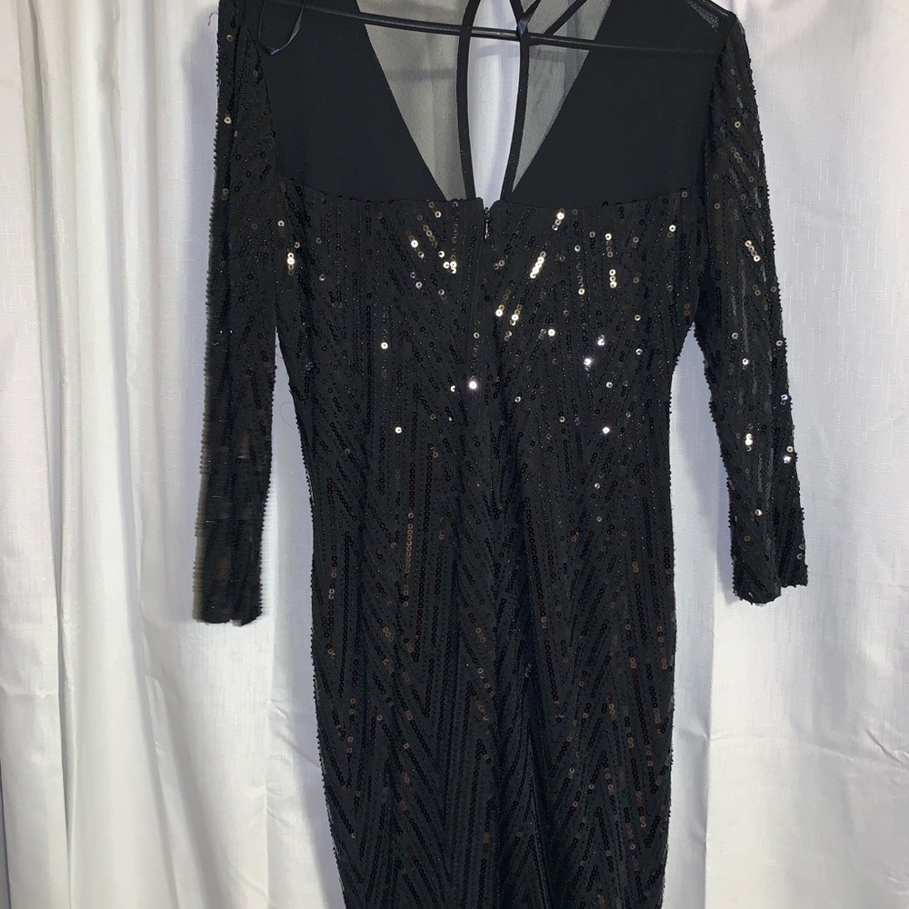 black sequin dress